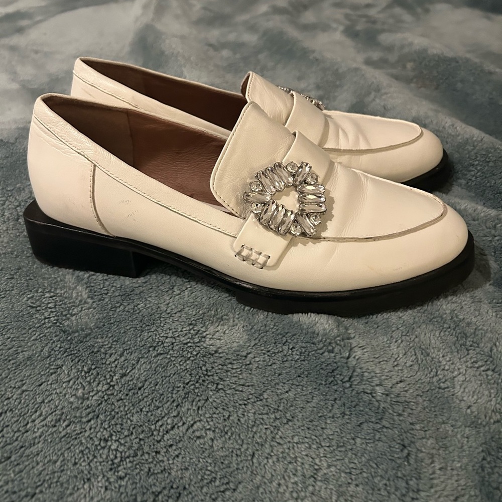 Gianni Bini Ivory Loafers with Crystal Detail - Picture 2 of 5